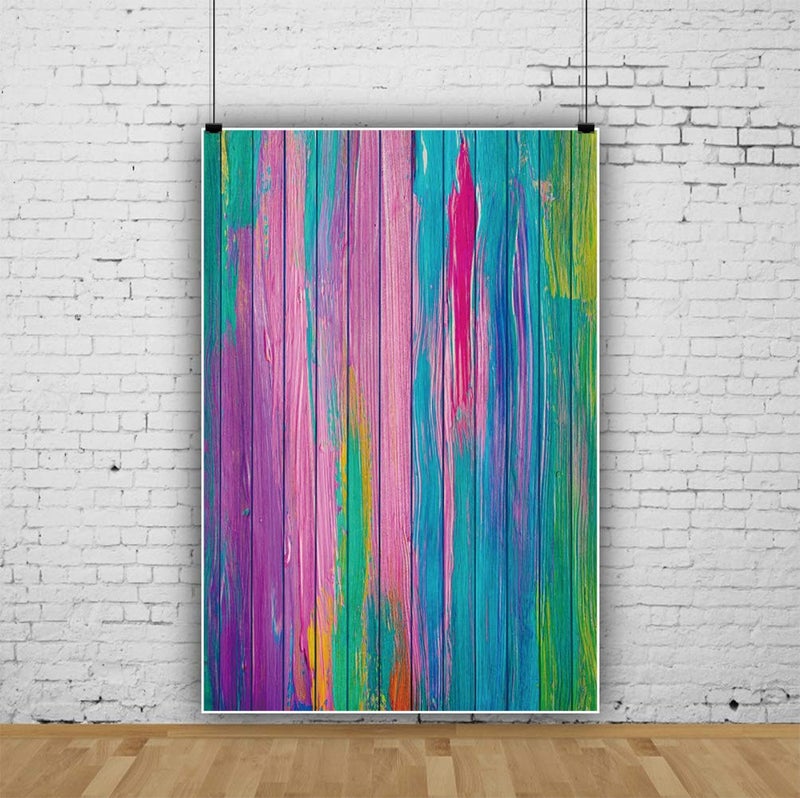Leyiyi Colored Stripes Wooden Board Backdrop 3x5ft Photography Background Vintage Birthday Party Decor Grunge Graffiti Oil Painting Texture Plank Modern Art Kids Adults Photo Booth Video Props - Image 2